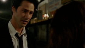 - Detective. What if I told you that God and the devil made a wager... a kind of standing bet for the souls of all mankind?
- I'd tell you to stay on your meds.
- Humor me! No direct contact with humans. That would be the rule! Just influence. See who would win.
- Okay, I'm humoring you. Why?
- Who knows. Maybe just for the fun of it. No telling!
- Oh, so it's fun. It's fun when a man beats his wife to death, when a mother drowns her baby. And you think the devil is responsible? People are evil, Mr. Constantine. So that's it.
- You're right. We're born capable of terrible things. Then sometimes something else comes along and gives us just the right nudge.
- Well, this has been real educational... but I don't believe in the devil.
- You should. He believes in you!